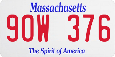 MA license plate 9OW376