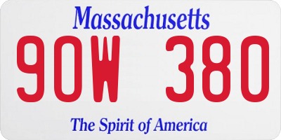 MA license plate 9OW380
