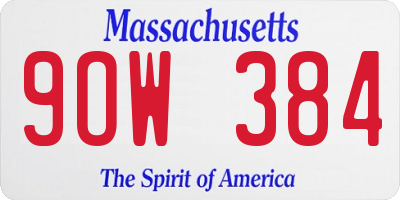 MA license plate 9OW384