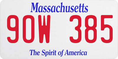 MA license plate 9OW385