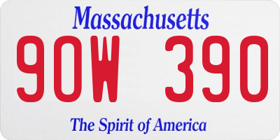 MA license plate 9OW390