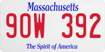 MA license plate 9OW392