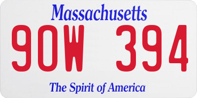 MA license plate 9OW394