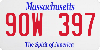 MA license plate 9OW397