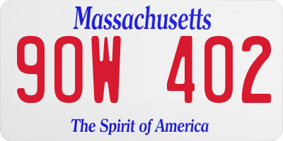 MA license plate 9OW402