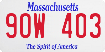 MA license plate 9OW403