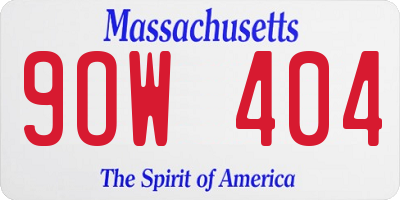 MA license plate 9OW404