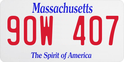 MA license plate 9OW407