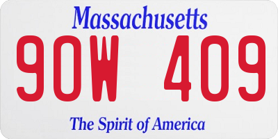 MA license plate 9OW409