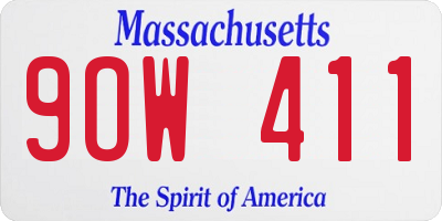 MA license plate 9OW411