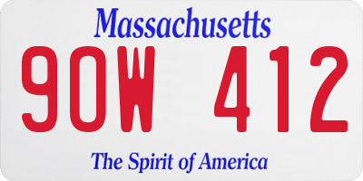 MA license plate 9OW412