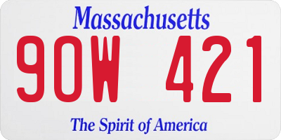 MA license plate 9OW421