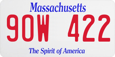 MA license plate 9OW422