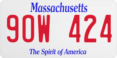 MA license plate 9OW424