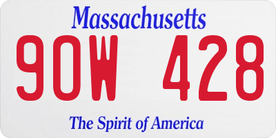 MA license plate 9OW428