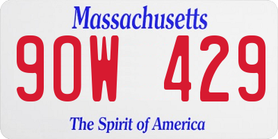 MA license plate 9OW429