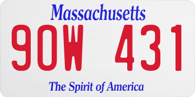 MA license plate 9OW431