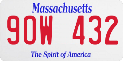 MA license plate 9OW432