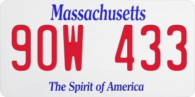 MA license plate 9OW433