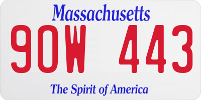 MA license plate 9OW443