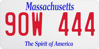 MA license plate 9OW444