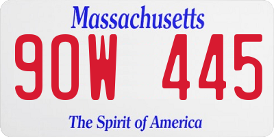 MA license plate 9OW445
