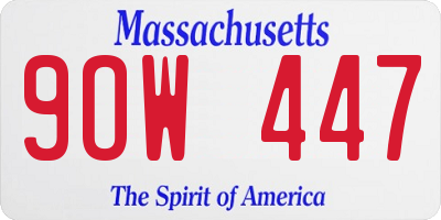 MA license plate 9OW447