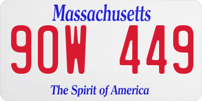 MA license plate 9OW449
