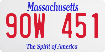 MA license plate 9OW451