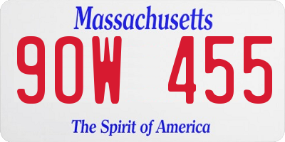 MA license plate 9OW455