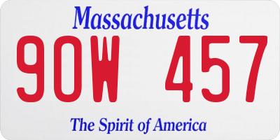 MA license plate 9OW457