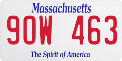MA license plate 9OW463