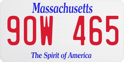 MA license plate 9OW465