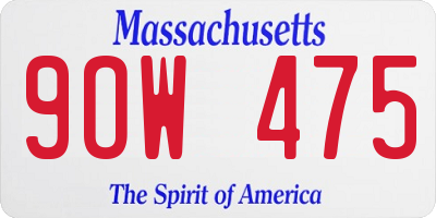 MA license plate 9OW475