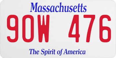 MA license plate 9OW476