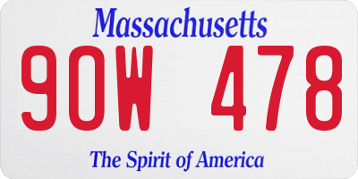 MA license plate 9OW478