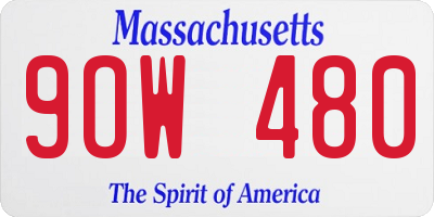 MA license plate 9OW480
