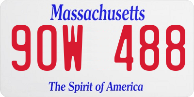 MA license plate 9OW488