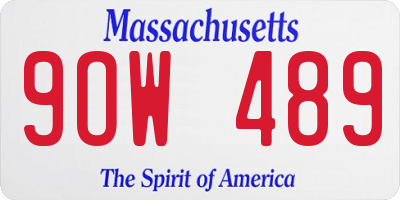 MA license plate 9OW489