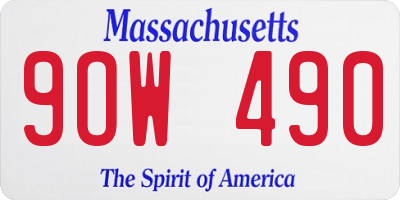 MA license plate 9OW490