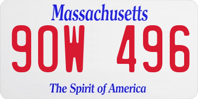 MA license plate 9OW496