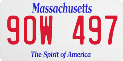 MA license plate 9OW497