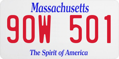 MA license plate 9OW501