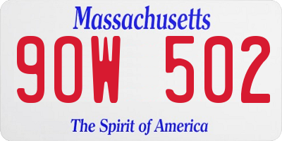 MA license plate 9OW502