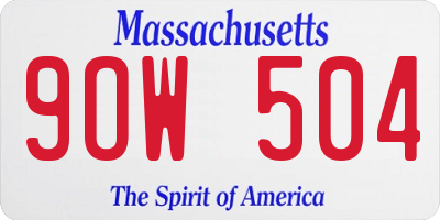 MA license plate 9OW504
