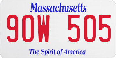 MA license plate 9OW505
