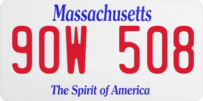 MA license plate 9OW508