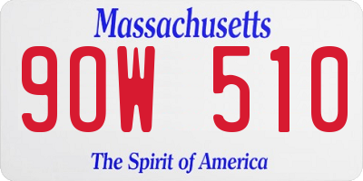 MA license plate 9OW510