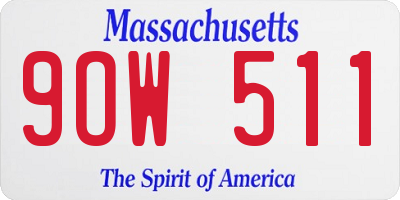 MA license plate 9OW511