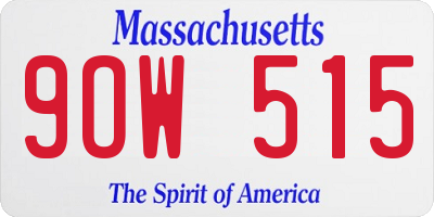 MA license plate 9OW515